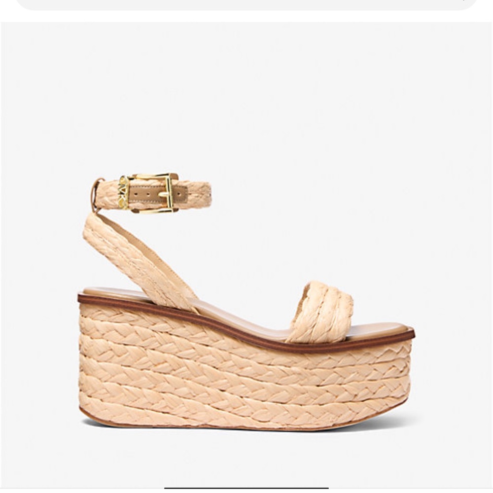 Michael Kors Tan Wedge Espadrille Sandals - Picture 2 of 3